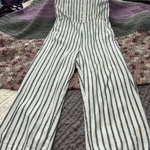 Old Navy Black and White Striped Jumpsuit